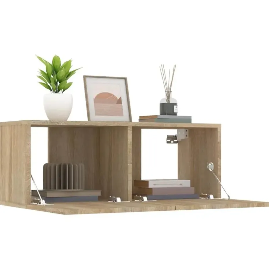 vidaXL - TV-meubels 2 st 4 deuren - Sonoma eikenk - Bewerkt hout - 80x30x30 cm