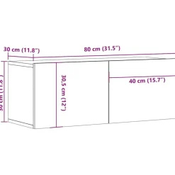 vidaXL - TV-meubels 2 st 4 deuren - Sonoma eikenk - Bewerkt hout - 80x30x30 cm