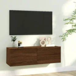 vidaXL - Tv-wandmeubel - Bruin eikenkleur - Bewerkt hout - 100 x 30 x 30 cm