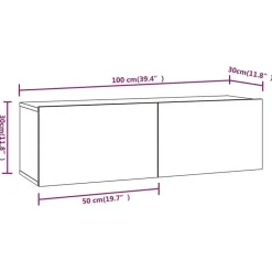 vidaXL - Tv-wandmeubel - Bruin eikenkleur - Bewerkt hout - 100 x 30 x 30 cm