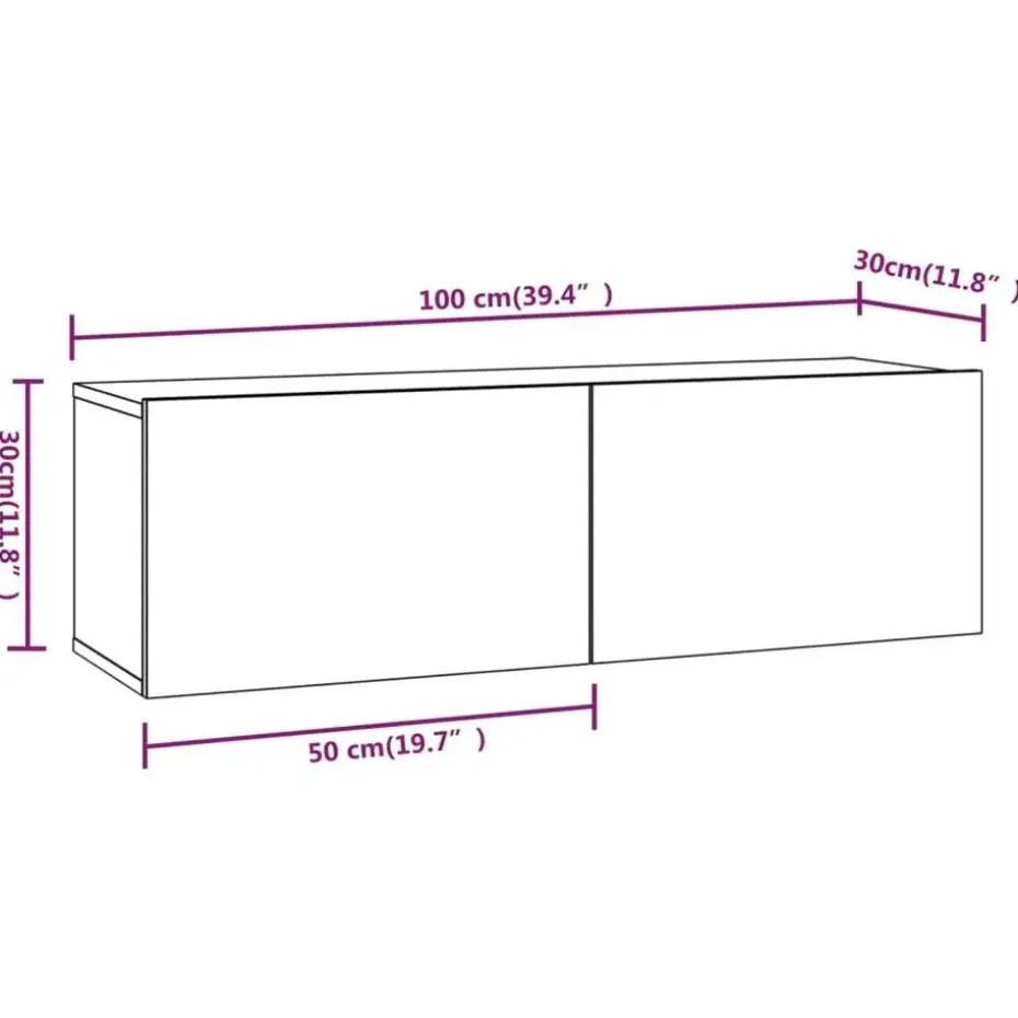 vidaXL - Tv-wandmeubel - Bruin eikenkleur - Bewerkt hout - 100 x 30 x 30 cm