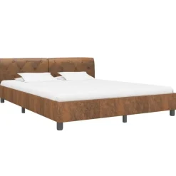 vidaXL - Tweepersoonbed - Bruin - Kunstsuède - 160x200 cm
