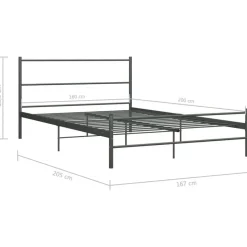vidaXL - Tweepersoonbed - Grijs - Metaal - 160x200 cm