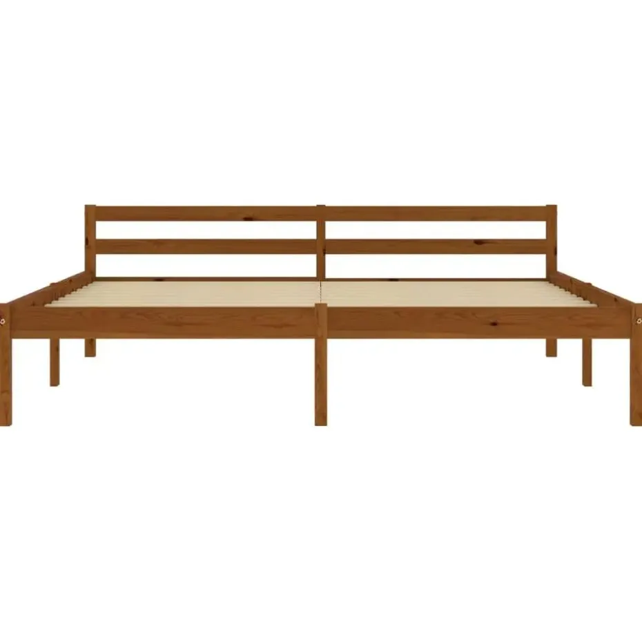 vidaXL - Tweepersoonbed - Honingbruin - Massief grenenhout - 160x200 cm