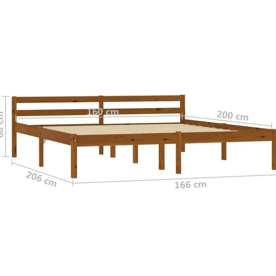 vidaXL - Tweepersoonbed - Honingbruin - Massief grenenhout - 160x200 cm