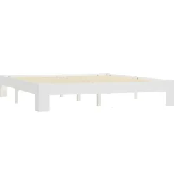 vidaXL - Tweepersoonbed met lattenbodem - Wit - Massief grenenhout - 160x200 cm