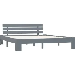 vidaXL - Tweepersoonbed met hoofdbord - Grijs - Massief grenenhout - 160x200 cm