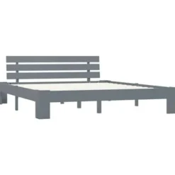 vidaXL - Tweepersoonbed met hoofdbord - Grijs - Massief grenenhout - 160x200 cm