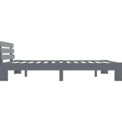vidaXL - Tweepersoonbed met hoofdbord - Grijs - Massief grenenhout - 160x200 cm