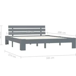 vidaXL - Tweepersoonbed met hoofdbord - Grijs - Massief grenenhout - 160x200 cm