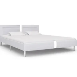 vidaXL - Tweepersoonbed met LED - Wit - Kunstleer - 180x200 cm