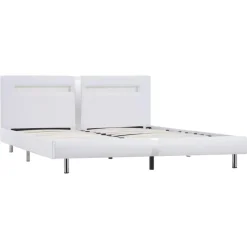 vidaXL - Tweepersoonbed met LED - Wit - Kunstleer - 180x200 cm