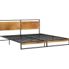 vidaXL - Tweepersoonsbed frame met hout hoofdbord - metaal - 180x200 cm