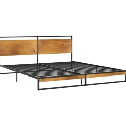 vidaXL - Tweepersoonsbed frame met hout hoofdbord - metaal - 180x200 cm