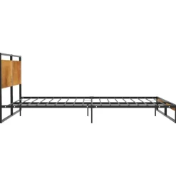 vidaXL - Tweepersoonsbed frame met hout hoofdbord - metaal - 180x200 cm