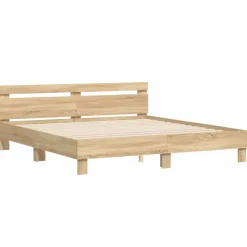 vidaXL - Tweepersoonsbed met hoofdbord - Sonoma eikenkleurig - 160x200 cm
