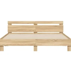 vidaXL - Tweepersoonsbed met hoofdbord - Sonoma eikenkleurig - 160x200 cm