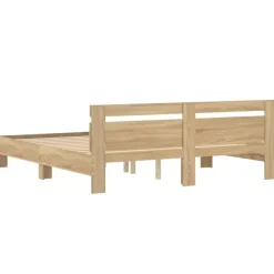 vidaXL - Tweepersoonsbed met hoofdbord - Sonoma eikenkleurig - 160x200 cm