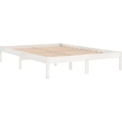 vidaXL - Tweepersoonsbed met latten en poten - Wit - Massief hout - 180x200 cm