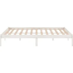 vidaXL - Tweepersoonsbed met latten en poten - Wit - Massief hout - 180x200 cm