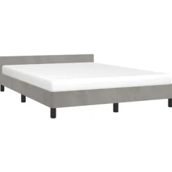 vidaXL - Tweepersoonsbed met hoofdeinde - Lichtgrijs - Fluweel - 140x190 cm