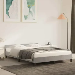 vidaXL - Tweepersoonsbed met hoofdeinde - Lichtgrijs - Fluweel - 140x190 cm