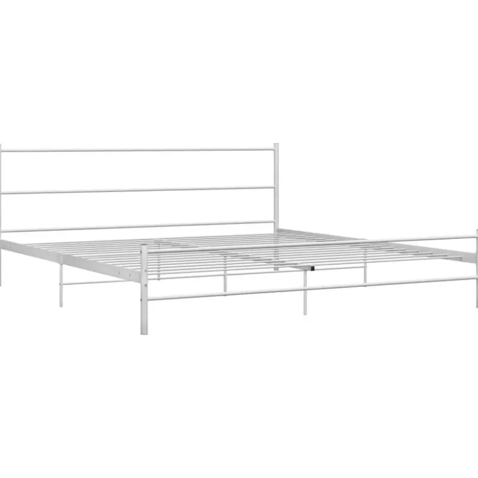 vidaXL - Tweepersoonsbed met hoofdbord - Wit - Metaal - 160x200 cm