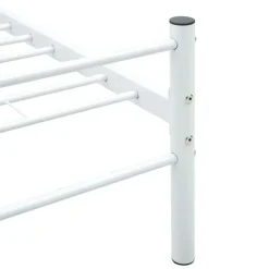 vidaXL - Tweepersoonsbed met hoofdbord - Wit - Metaal - 160x200 cm