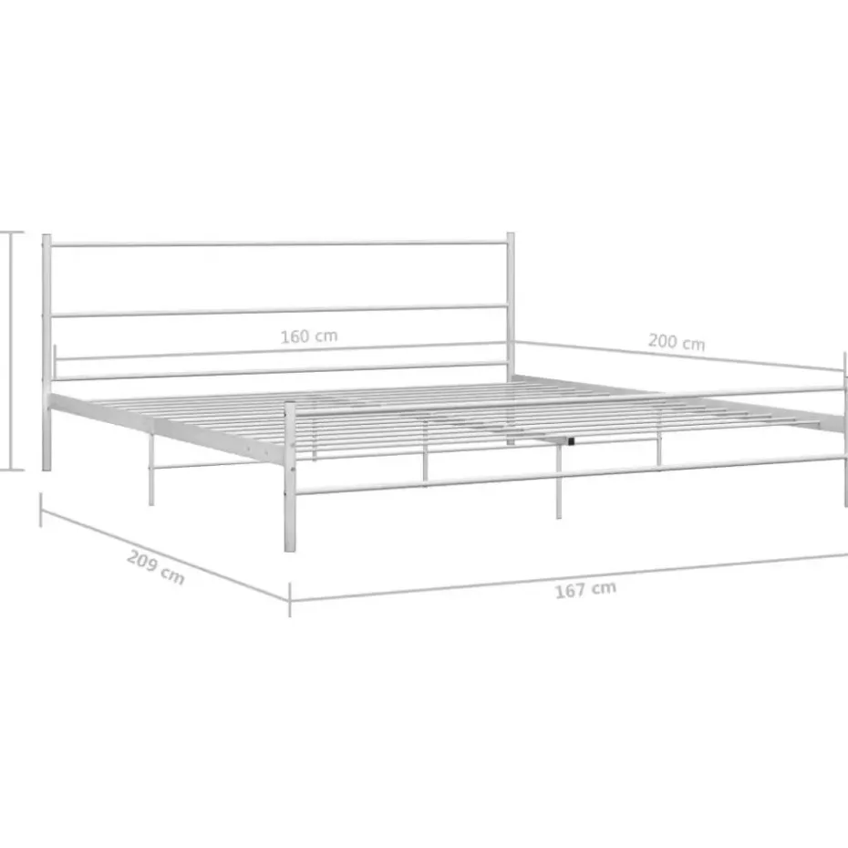 vidaXL - Tweepersoonsbed met hoofdbord - Wit - Metaal - 160x200 cm