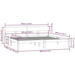 vidaXL - Tweepersoonsbed met hoofdbord - Massief grenenhout - 180x200 cm