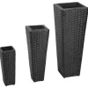vidaXL - Verhoogde Plantenbak - Zwart - Poly rattan - 3 stuks