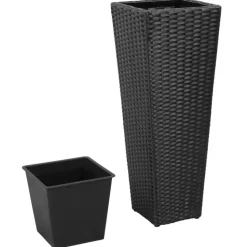 vidaXL - Verhoogde Plantenbak - Zwart - Poly rattan - 3 stuks