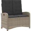 vidaXL - Verstelbare loungebank met kussens - Lichtgrijs rattan - 105x59x93 cm