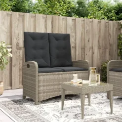 vidaXL - Verstelbare loungebank met kussens - Lichtgrijs rattan - 105x59x93 cm