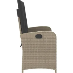 vidaXL - Verstelbare loungebank met kussens - Lichtgrijs rattan - 105x59x93 cm