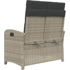 vidaXL - Verstelbare loungebank met kussens - Lichtgrijs rattan - 105x59x93 cm