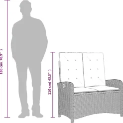 vidaXL - Verstelbare loungebank met kussens - Lichtgrijs rattan - 105x59x93 cm