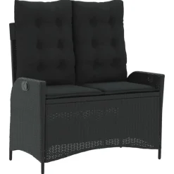 vidaXL - Verstelbare loungebank met kussens - Zwart - Poly rattan - 104x59x93 cm