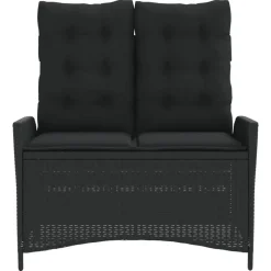 vidaXL - Verstelbare loungebank met kussens - Zwart - Poly rattan - 104x59x93 cm
