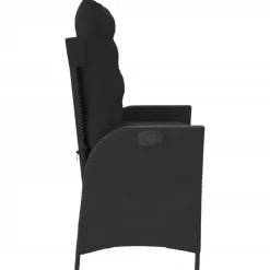 vidaXL - Verstelbare loungebank met kussens - Zwart - Poly rattan - 104x59x93 cm
