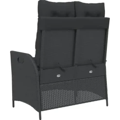 vidaXL - Verstelbare loungebank met kussens - Zwart - Poly rattan - 104x59x93 cm