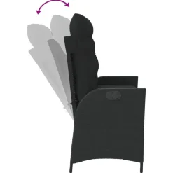 vidaXL - Verstelbare loungebank met kussens - Zwart - Poly rattan - 104x59x93 cm