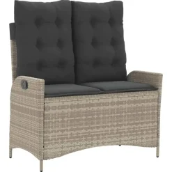 vidaXL - Verstelbare loungebank met kussens - Lichtgrijs rattan - 104x59x93 cm