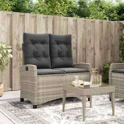vidaXL - Verstelbare loungebank met kussens - Lichtgrijs rattan - 105x66x93 cm