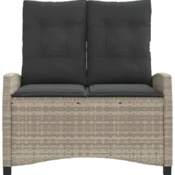 vidaXL - Verstelbare loungebank met kussens - Lichtgrijs rattan - 105x66x93 cm