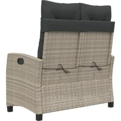 vidaXL - Verstelbare loungebank met kussens - Lichtgrijs rattan - 105x66x93 cm