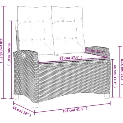 vidaXL - Verstelbare loungebank met kussens - Lichtgrijs rattan - 105x66x93 cm