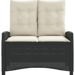 vidaXL - Verstelbare loungebank met crème kussens - Zwart rattan - 105x66x93 cm