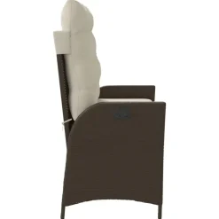 vidaXL - Verstelbare loungebank met crème kussens - Bruin rattan - 104x59x93 cm