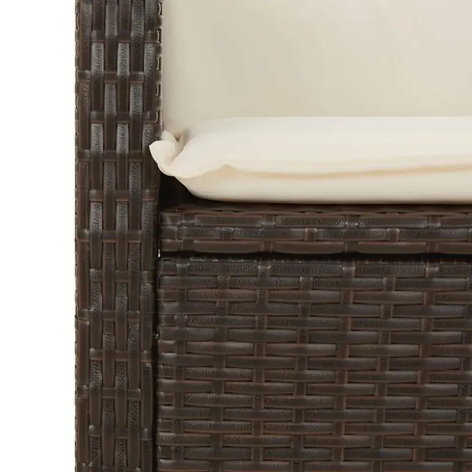vidaXL - Verstelbare loungebank met crème kussens - Bruin rattan - 104x59x93 cm